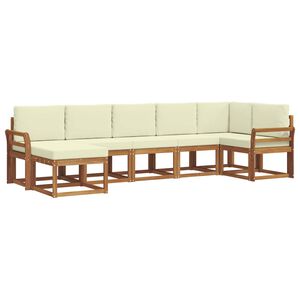 vidaXL Set di divani da esterno con cuscino 7 pcs Naturale e Crema