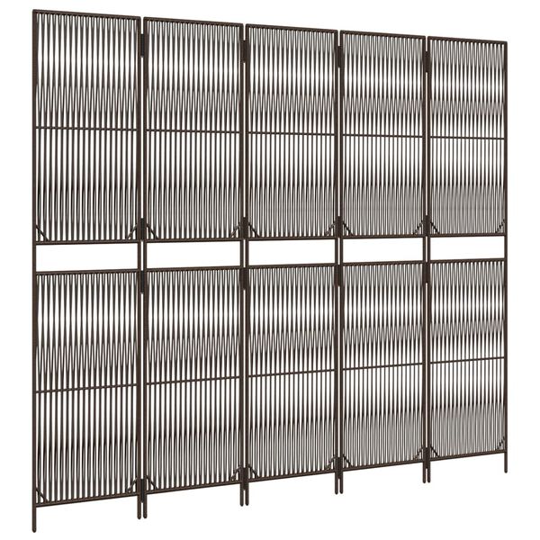 vidaXL Divisorio per Ambienti a 5 Pannelli Marrone in Polyrattan
