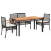 vidaXL Set da Pranzo da Giardino 4 pz con Cuscini Nero in Polyrattan