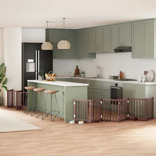 vidaXL Cancello Cani Porta Pieghevole Marrone 15 Pannelli 750cm Pioppo