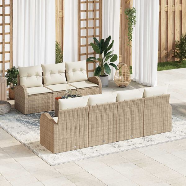 vidaXL Set Divano da Giardino con cuscino 8 pcs Beige polyrattan