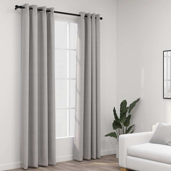 vidaXL Tende Oscuranti Effetto Lino con Occhielli 2pz 140x225cm Grigio