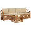 vidaXL Set divani 5 pcs Naturale e Beige Legno di Acacia Massello