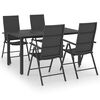 vidaXL Set da Pranzo da Giardino 5 pz Nero