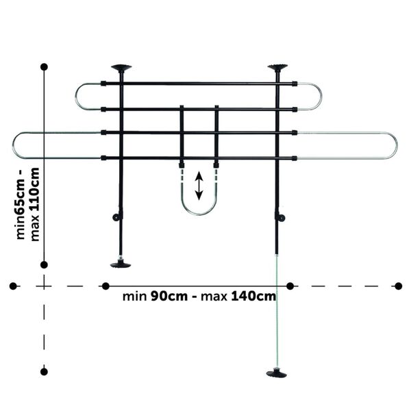 FLAMINGO Divisorio Auto per Cani a 2 Barre e 2 Opzioni Eduard Nero