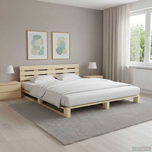 vidaXL Giroletto in Pallet di Legno Massello di Pino 160x200 cm