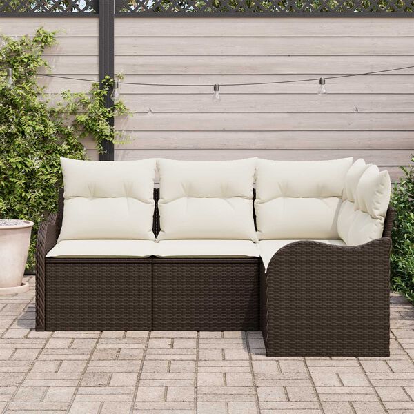 vidaXL Set Divano da Giardino Marrone polyrattan