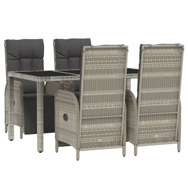 vidaXL Set da Pranzo da Giardino 5 pz con Cuscini in Polyrattan Grigio