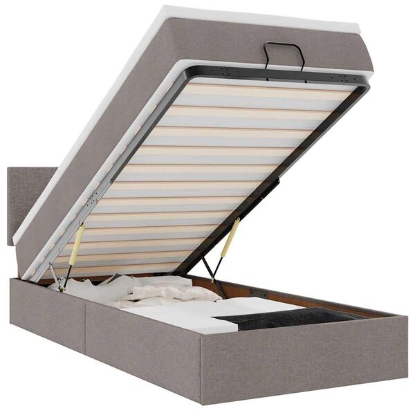 vidaXL Pouf Letto con Materasso e LED Tortora 90x200 cm in Tessuto