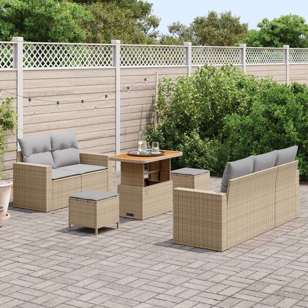 vidaXL Set Divano da Giardino con cuscino 8 pcs Beige polyrattan
