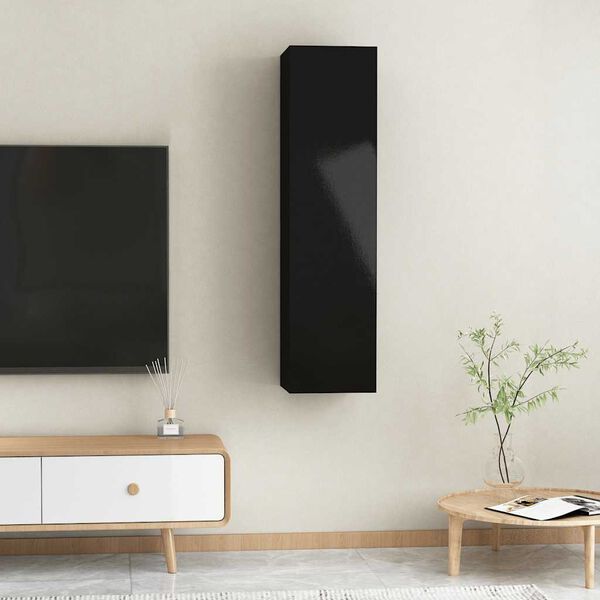vidaXL Mobili Porta TV 2pz Nero Lucido 30,5x30x60 cm Legno Multistrato
