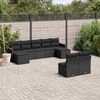vidaXL Set Divani da Giardino 9 pz con Cuscini Nero in Polyrattan
