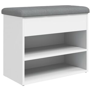 vidaXL Panca Scarpiera Bianca 62x32x50 cm in Legno Massello di Argilla