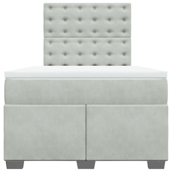 vidaXL Giroletto a Molle con Materasso Grigio Chiaro 120x190cm Velluto