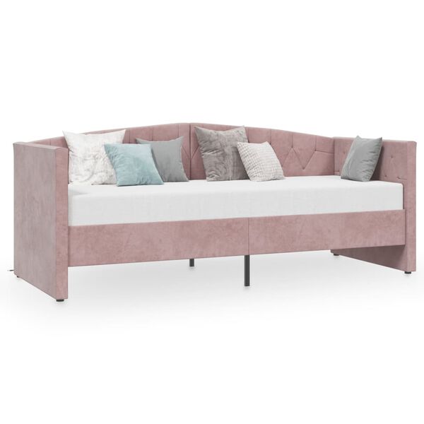 vidaXL Dormeuse con Materasso e Presa USB Rosa in Velluto 90x200 cm