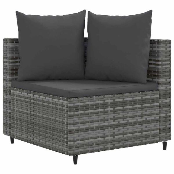 vidaXL Set Divano da Giardino 8 pz con Cuscini Grigio in Polyrattan