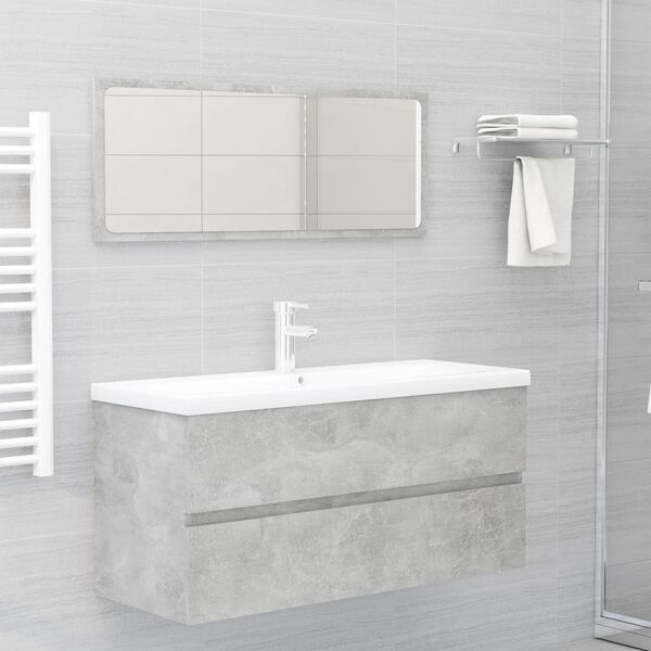 vidaXL Set Mobili da Bagno Grigio Cemento in Legno Multistrato