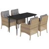 vidaXL Set da Pranzo da Giardino 5 pz con Cuscini Beige in Polyrattan