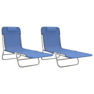 vidaXL Lettini Prendisole 2 pz Blu in Textilene e Acciaio