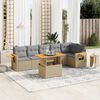 vidaXL Set Divani da Giardino 7 pz con Cuscini Beige in Polyrattan