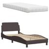vidaXL Letto con Materasso Marrone Scuro 90x200 cm in Tessuto