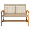 vidaXL Panca da Giardino Beige 112 cm in Polyrattan e Legno di Acacia