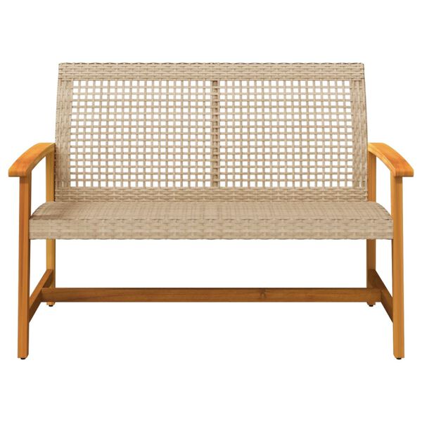 vidaXL Panca da Giardino Beige 112 cm in Polyrattan e Legno di Acacia