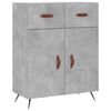 vidaXL Credenza Grigio Cemento 69,5x34x180 cm in Legno Multistrato