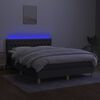 vidaXL Letto a Molle Materasso e LED Grigio Scuro 140x190cm in Tessuto
