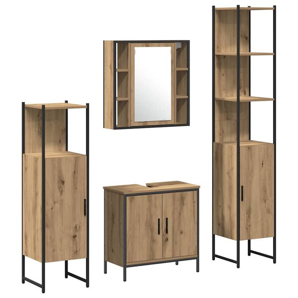 vidaXL Set di mobili per il bagno 4 pcs Marrone Legno multistrato