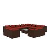 vidaXL Set Divani da Giardino 13 pz con Cuscini in Polyrattan Marrone