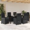 vidaXL Set da Pranzo per Giardino con cuscino 7 pcs Nero polyrattan