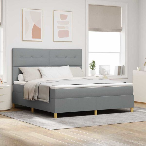 vidaXL Letto a Sorgente LED Grigio chiaro 180 x 200 cm Tessuto