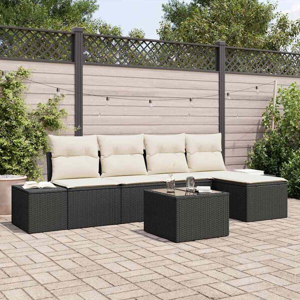 vidaXL Set Divano da Giardino 5 pcs Marrone e Crema polyrattan