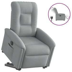 vidaXL Poltrona Reclinante Alzapersona Elettrica Grigio Chiaro Tessuto