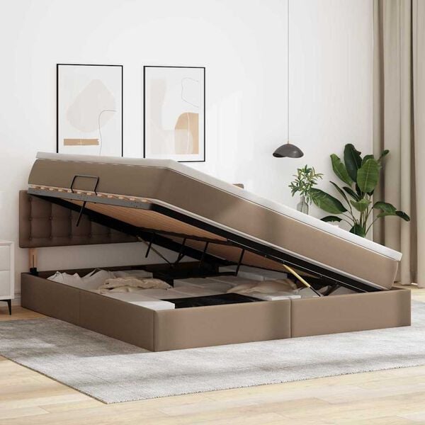 vidaXL Letto con contenitore e materasso Cappuccino 180 x 200 cm