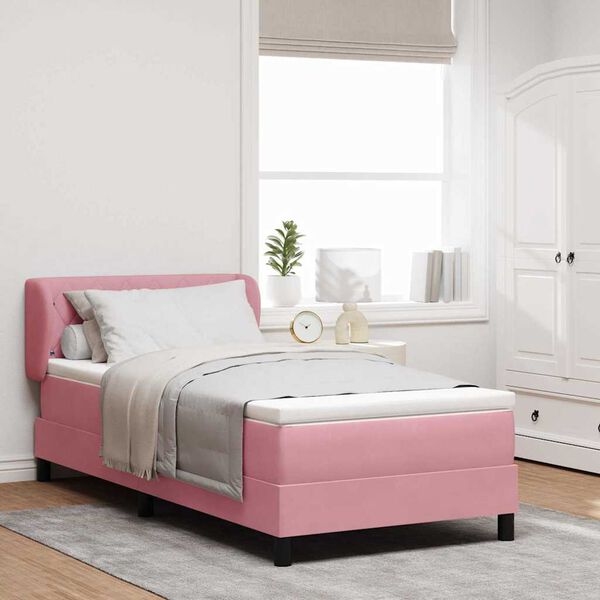 vidaXL Letto a molle con materasso Rosa 90 x 190 cm Velluto