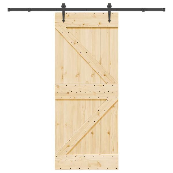 vidaXL Porta Scorrevole con Set Hardware 85x210 cm Legno Massello Pino