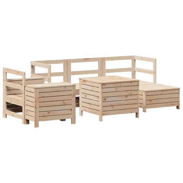 vidaXL Set Divani da Giardino 7 pz in Legno Massello di Pino