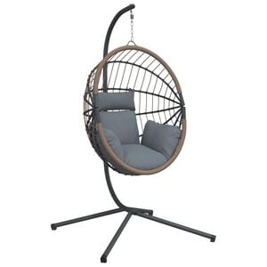 vidaXL Sedia Uovo Sospesa e Supporto Grigio Chiaro Polyrattan/Acciaio