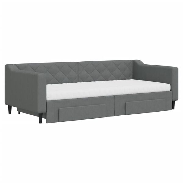 vidaXL Divano Letto Estraibile Cassetti Grigio Scuro 90x200cm Tessuto