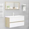 vidaXL Specchio Bagno Bianco e Rovere Sonoma 90x10,5x37 cm Multistrato