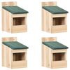 vidaXL Casette per Uccelli 4 pz 12x16x20 cm in Legno di Abete