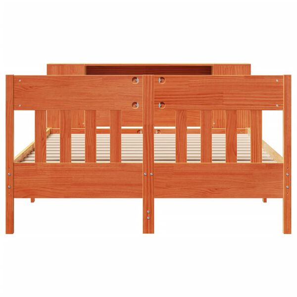 vidaXL Letto Libreria senza Materasso Marrone Cera 135x190 cm in Pino