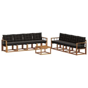 vidaXL Set di divani da esterno con cuscino 9 pcs Naturale e Nero