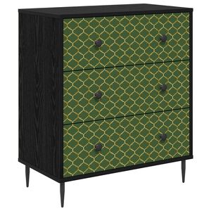 vidaXL Cassettiera GELEEN Stampa geometrica smeraldo 66 x 36,5 x 76 cm