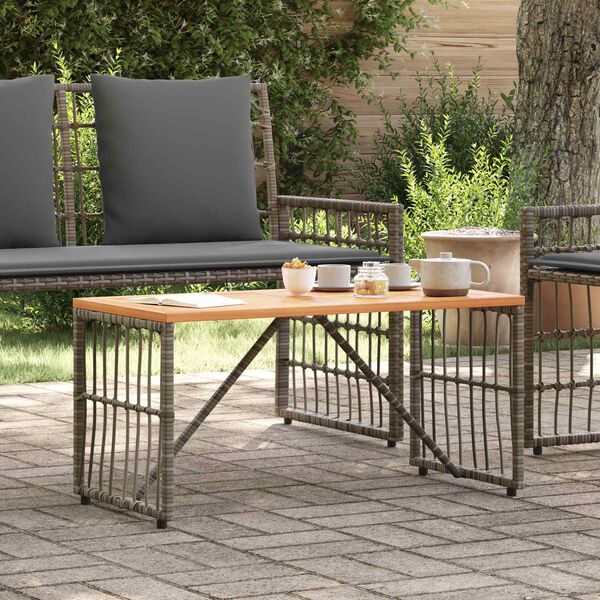 vidaXL Tavolo da Esterno Grigio 80 x 40 x 40 cm Acciaio e Polyrattan