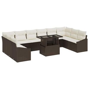 vidaXL Set di divani 11 pz Marrone e Crema polyrattan