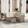 vidaXL Set Divano da Giardino 6 pz con Cuscini Beige in Polyrattan