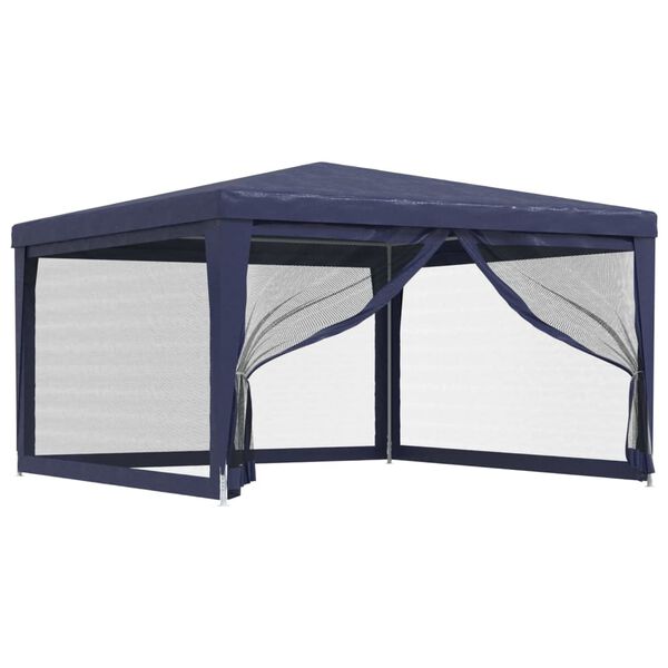 vidaXL Tenda per Feste con 4 Pareti Laterali in Rete Blu 4x4 m HDPE